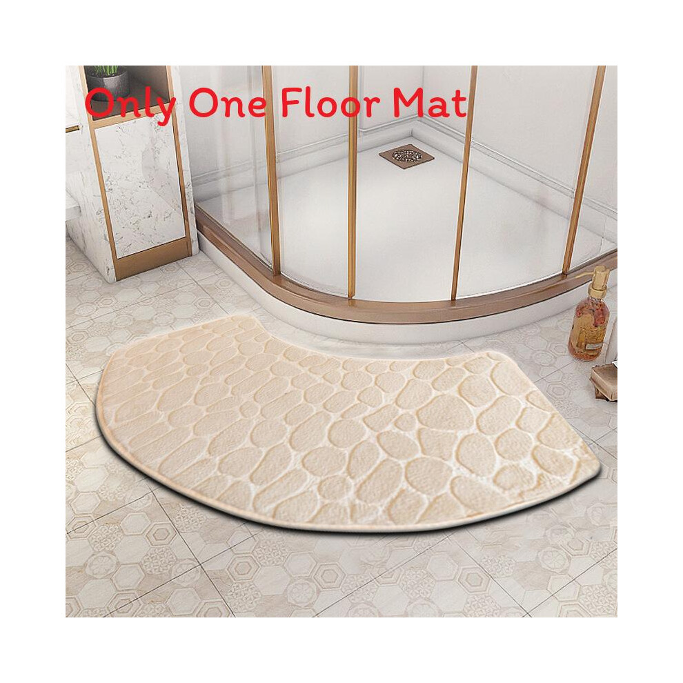 (Beige) Rug Bath Curved Mat Quadrant Bath Rug Anti Slip Bathroom Carpet Corner Carpet 698274588470