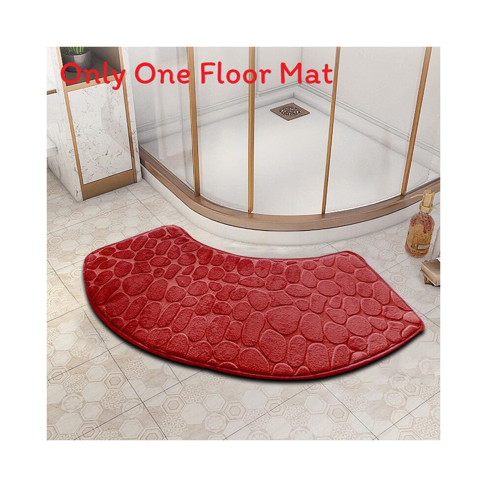 (Red) Rug Bath Curved Mat Quadrant Bath Rug Anti Slip Bathroom Carpet Corner Carpet 694989260465