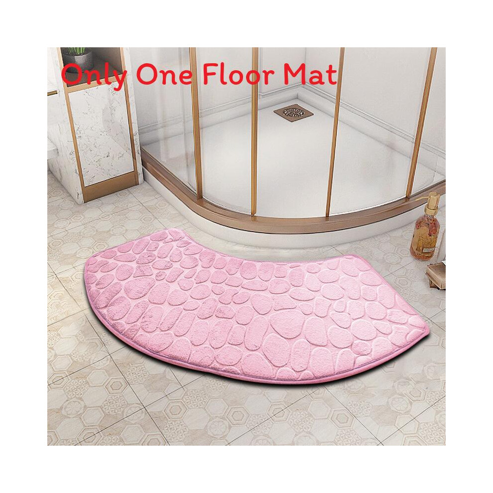 (Pink) Rug Bath Curved Mat Quadrant Bath Rug Anti Slip Bathroom Carpet Corner Carpet 692125511891