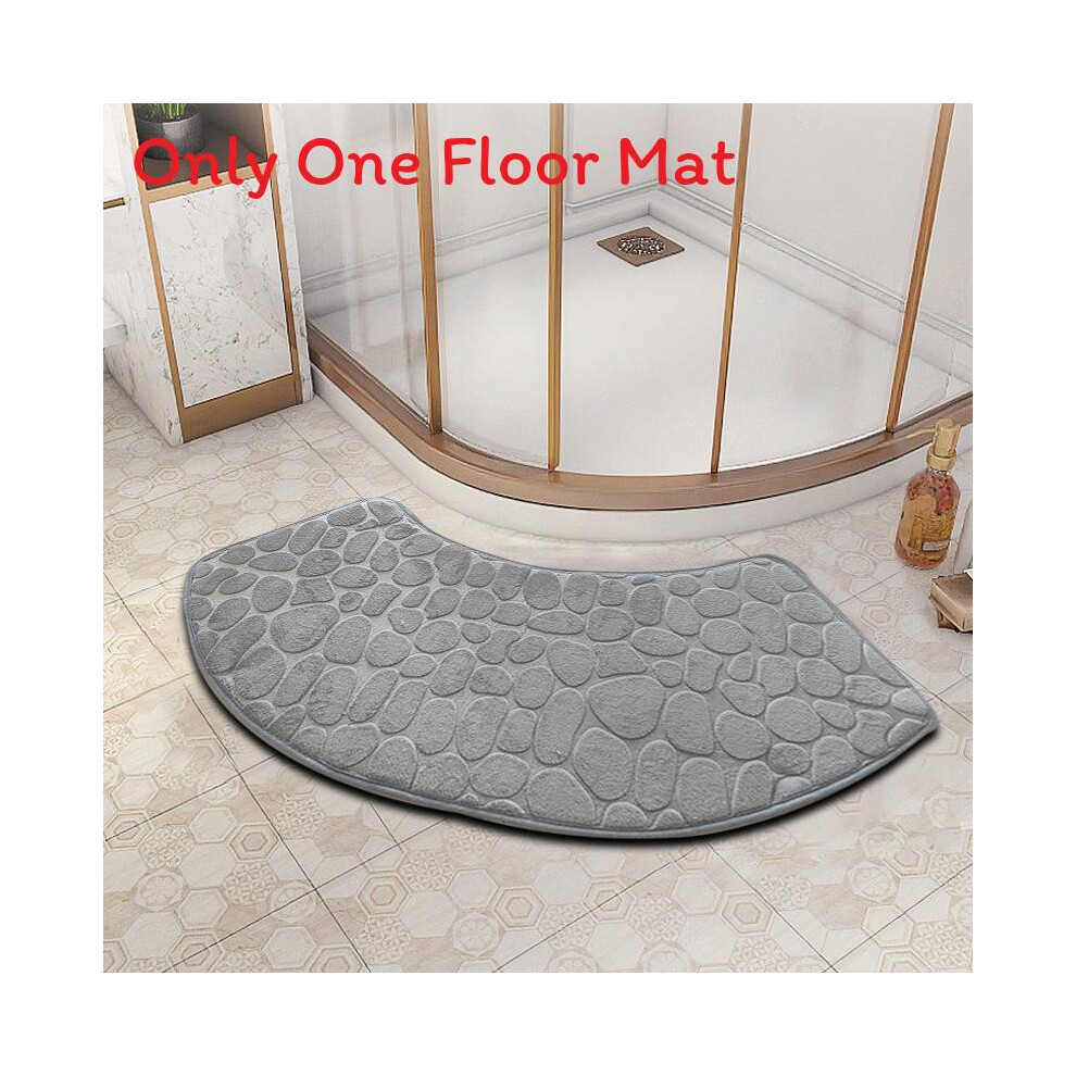(Gray) Rug Bath Curved Mat Quadrant Bath Rug Anti Slip Bathroom Carpet Corner Carpet 692219999680
