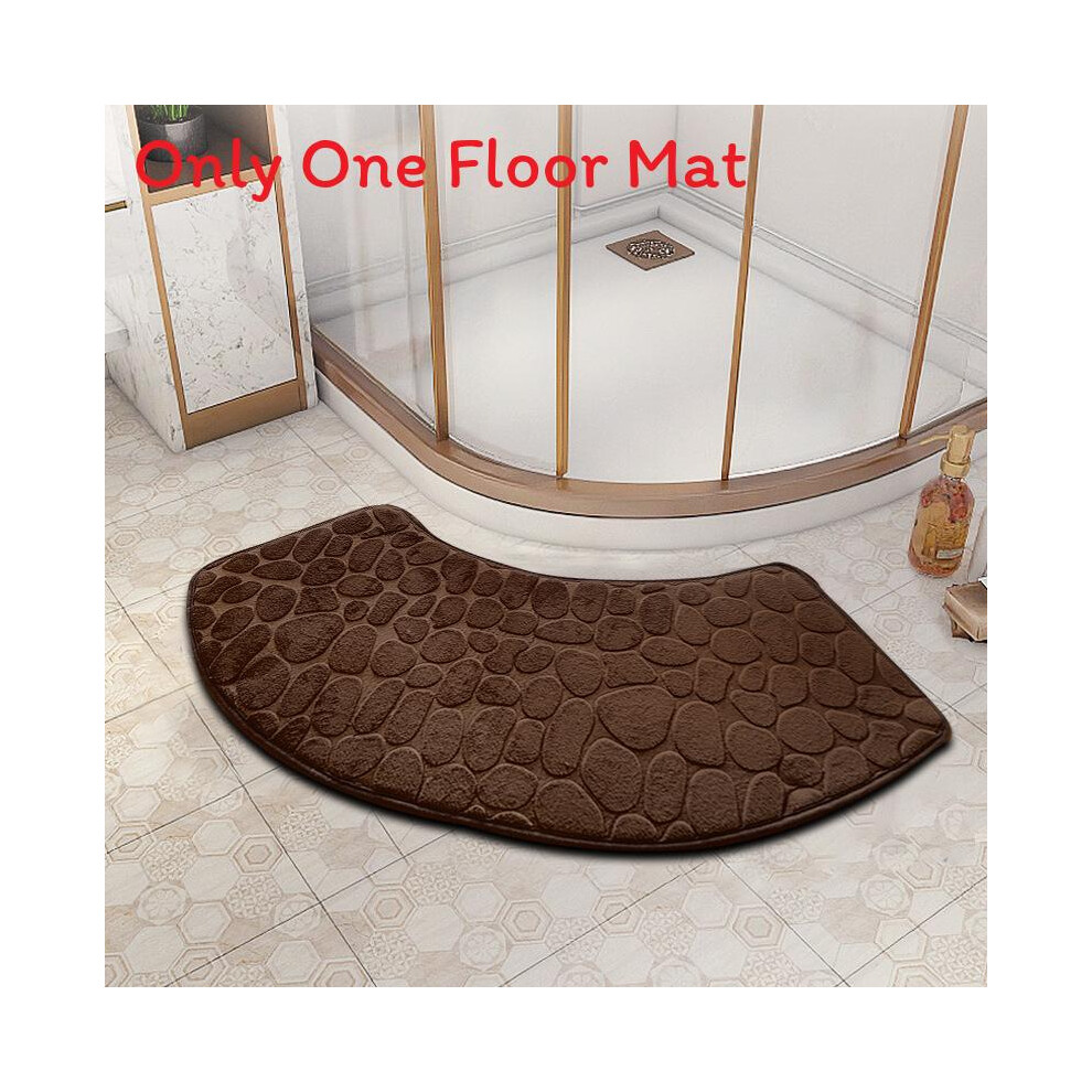 (Brown) Rug Bath Curved Mat Quadrant Bath Rug Anti Slip Bathroom Carpet Corner Carpet 695203530128