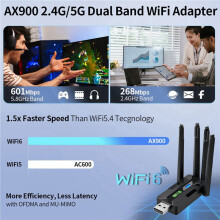 2X Adaptador USB AX900 WiFi6 2,4 G+5 GHz, 5.4, Dongle WiFi, 4 Antenas, Receptor de Tarjeta Inalámbrica MU-MIMO para PC/Portátil.