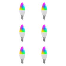 6X Tuya E14 Bulb Dimmbare Fünf-Wege-Spiral-Kerzenbirne WiFi RGB-Birne Fernbedienung und Sprachsteuerung 7W