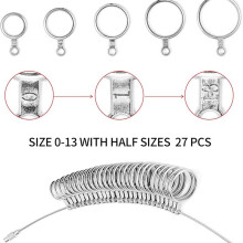 2X Ringgrößen-Messwerkzeug-Set, Kunststoff-Ringdorn, Wiederverwendbares Fingergrößenband für US-Ringgrößen 1-17, mit Halber Größe
