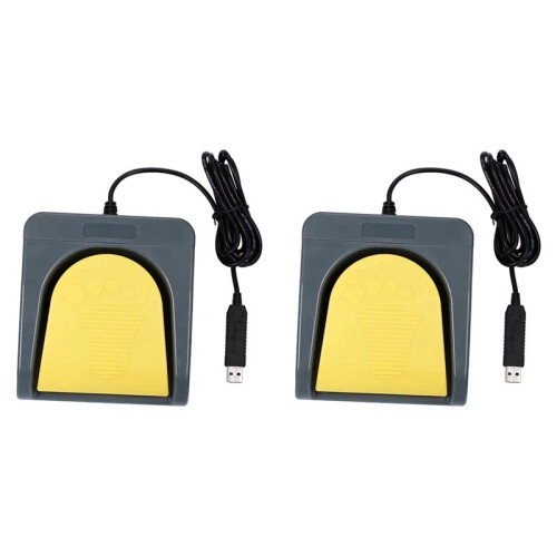 2X USB Single Foot  Game Control One Key Customized Computer Keyboard Action Pedal  Control Yellow 1