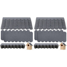 Paquete de 64 Fieltros para Techos de Pajareras, Tejas, Fieltro Autoadhesivo para Pajareras, Techo de Caja Nido Gris.