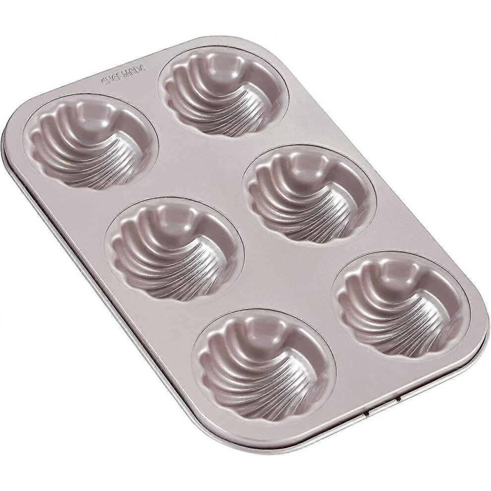 Madeleine Mold Cake Pan, 6-cavity Non-stick Spherical Shell Madeline Bakeware For Oven Baking (champagne Gold) (1pc) Edition 0619