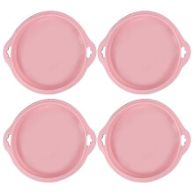 Nonstick Silicone Round Cake Mold Tray Set - 4PCS Pink Layered Bread Molds for Baking Edition 0619