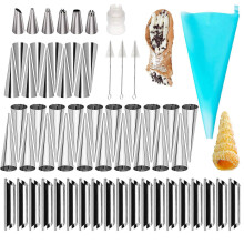 61pcs Cream Horn Mold, Cannoli Forms Tubes Kit, Tubular Shaped Baking Molds for Danish Pastry Lady Lock Form Cream Roll Croissant Edition 0619