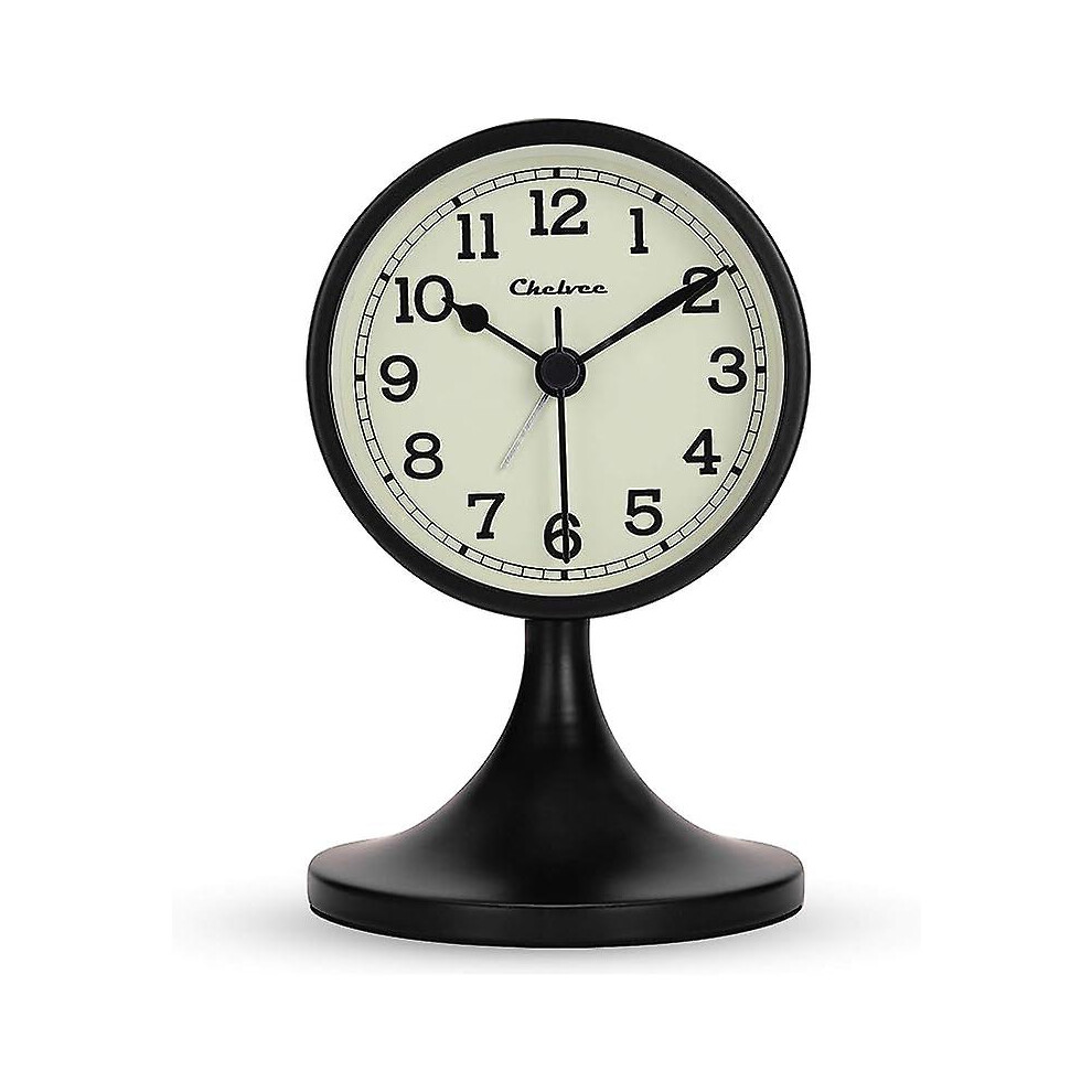 Retro Metal Alarm Clock Silent No Tick Alarm Clock Edition 0619 Black 6913222349601