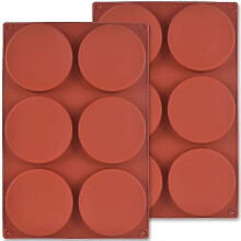 Silicone Round Cake Mold, 2 Packs 6-cavity 4inch Silicone Disc Like Mold For Cake, Resin Coasters, Handmade Soap Edition 0619