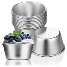 12 Pieces Individual Molds Pudding Molds Cups Mini Chocolate Molten Pans Non-Stick Cupcake Cake Coo Edition 0619