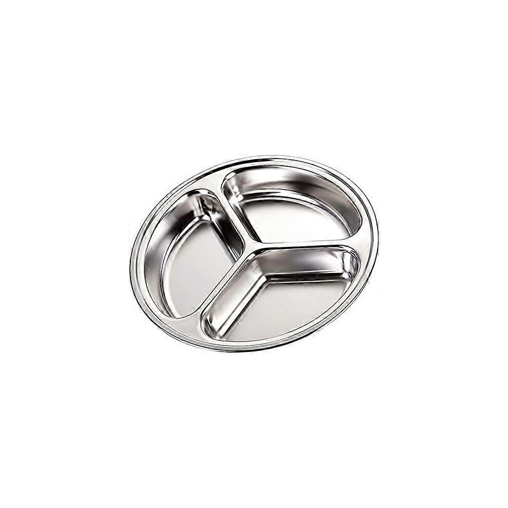 Stainless Steel Divided Plate Set: 3 Section Set of 2 Serving Trays Great for Camping,Lunch and Dinner Plates Edition 0619