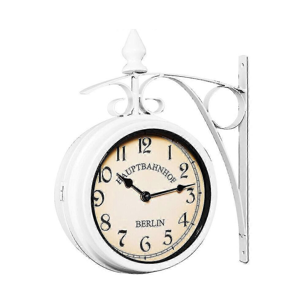 Double Sided Station Clock Retro Wall Watch -Gt Edition 0619 Black/White 6913222351604