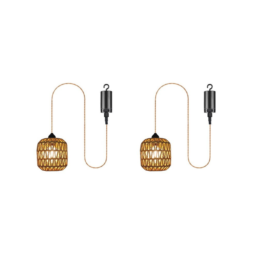 2X Battery Powered Outdoor Chandelier, Woven Rattan Pendant Light For Gazebo, Pergola, Porch, Indoor And Outdoor Decor 6032498683599
