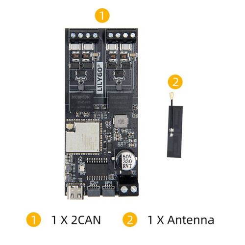 2X LILYGO T-2CAN ESP32-S3 Development Board Stand-Alone CAN Controller with SPl Interface 16MB FLASH / 8M PSRAM 2