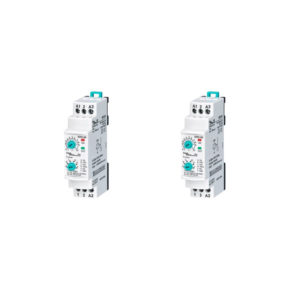 2X Erv-08 Delay Multifunctional Relay Electronic Adjustable (0,1Sec.-100 Hours) 6031344189353