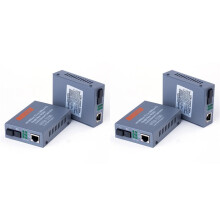2 Pair HTB-3100 Fiber Transceiver Single Fiber Converter 25Km SC 10/100M Single Mode Single Fiber Transceiver EU Plug