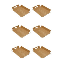 6X Luxury Desk Table Bamboo in Bed Bread Wooden Tray Wood Fruit Breakfast Food Cake Coffee Tea Serving Tray with Handles
