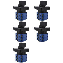5X AC660V 25A 2-Pole 3-Position Momentary Plastic Rotary Changeover +Black