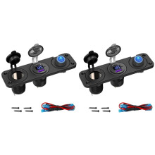 2X PD3.0 & QC3.0 USB Car Charger/Cigarette Lighter Panel 12V/24V 200W Lighter Socket with for Car, Boat, RV