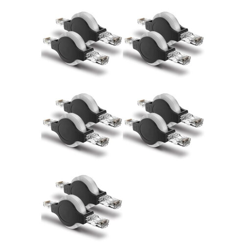 10PCS Portable RJ45 Cat 5 5E Retractable Ethernet LAN Network Patch Cable 10/100 Mbps 1.5M/5FT