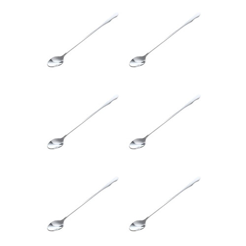 6pcs 10 Inch Stainless Steel Tableware Long Handle Scoop Teaspoon