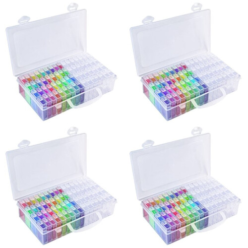 4X 64 Grids Diamond Paint Storage Box Portable Seed Bead Organizer Case DIY Nail Art Plastic Container