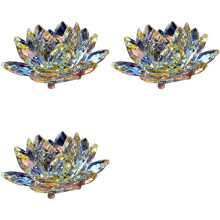3X C Figurine de Fleur de Lotus en Cristal, Décoration de Mariage pour la Saint-Valentin, Collection Artisanale en Verre, Ornements de Table, Cadeau
