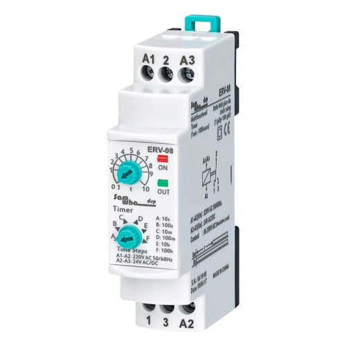 2X ERV-08  Delay Multifunctional  Relay Electronic Adjustable (0,1Sec.-100 Hours) 1