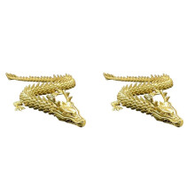 2X Golddrache mit Beweglichen Gelenken, Chinesisches Tierkreiszeichen Drache, Sammelfiguren, Tischdekoration, Ornament, 3D-Drachenstatue