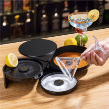 2X Salt Rimmer Set, Salt Rimmer with 3 Sponges, 3-Tier Glass Rimmer, Salt Rimmer Dish for Cocktails, Bar Salt and Sugar