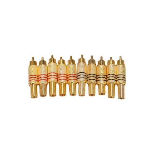 100pcs Goldton Maennlich RCA Stecker-Audioanschluss Metallfeder Adapter 1