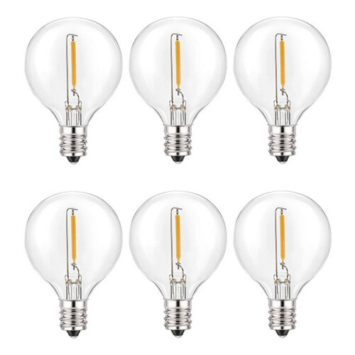 36Pcs G40 Led Replacement Light Bulbs, E12 Screw Base Shatterproof LED Globe Bulbs for Solar String Lights Warm White 1