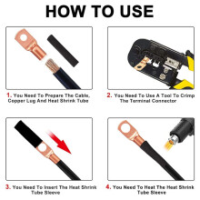 300Pcs Battery Cable Ends Awg 2 4 6 8 10 Gauge Wire Connectors,148 Pcs Battery Terminal +152Pcs Heat Shrink Tubing Kit