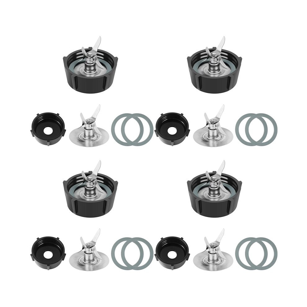 4X For Osterizer Blender Blades With Blender Jar Bottom & 4Point Fusion Blade 4961 & 8Pc O Ring Rubber Seal Gasket 6031055803012