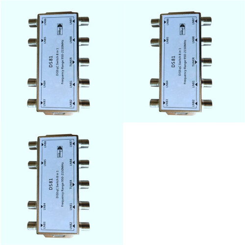 3X DS81 8 em 1 Sinal de Satélite DiSEqC  LNB Receptor Multiswitch