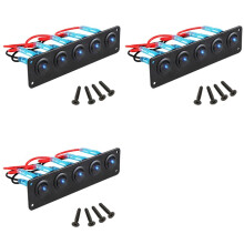 3X Rocker Panel with 5 -Off Pre-Wired Toggle Switches for 12V 24V Car Vehicle Trailer Truck SUV Marine