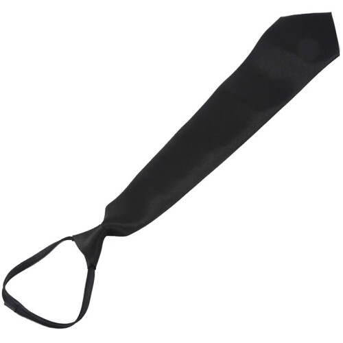 20X Men Solid Black Polyester Zip  Necktie Smooth Zipper Tie 2