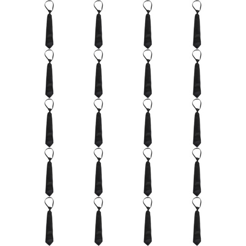 20X Men Solid Black Polyester Zip  Necktie Smooth Zipper Tie