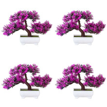 4X Artificial Plants Bonsai Small Tree Pot Fake Plant Flowers Potted Faux Bonsai for Home Room Table Hotel C