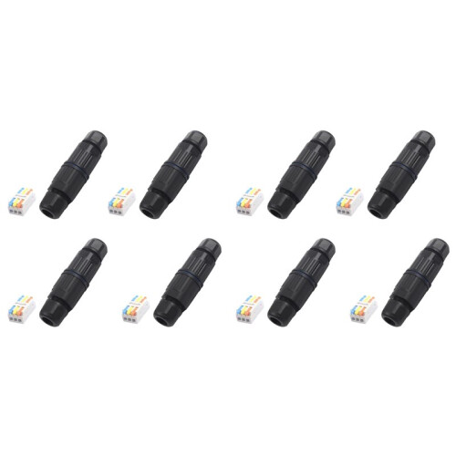 8 Sets Outdoor 3 Way Electrical Cable Connector IP68 Waterproof Junction Box Replaceable Lever Wire Connectors