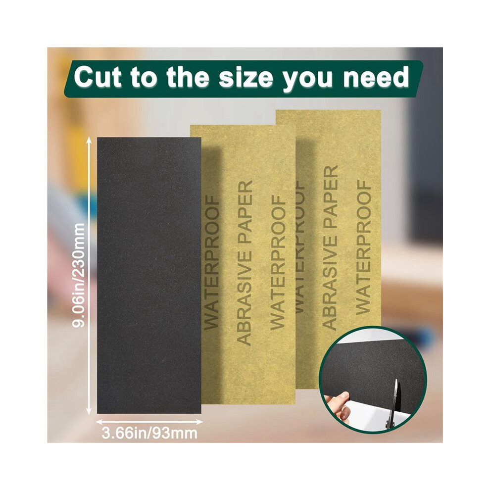 72Pcs Sandpaper Assortment 12 Grits Wet Dry Sandpaper Sheets,Silicon Carbide Sanding Paper 120 To 3000 Grit Sandpapers 6031087029671