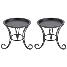 2X Bloemen Kruk Metalen Bloem Stand, Europese Stijl Kruk Balkon Vloer Tuin Bloempot Planter Houder Decor Plant Plank 2
