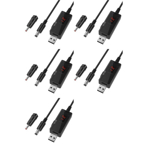 5X USB Naar 9V, 5V Naar 12V Step , USB-Kabel  5V Boost Naar 9V 12V Voltage Converter 1A Step- Volt Transformator Power
