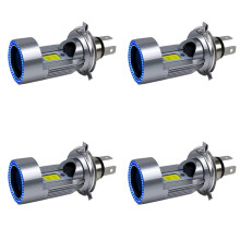 4X H4 LED Headlight Bulb Motorcycle Hi/Lo with Angel Eye Daytime Running Light 25W 3000LM Super Bright 6000K