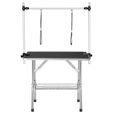 Ammattimainen kokoontaitettava lemmikkien trimmauspöytä 117x61x76cm, liukumaton, säädettävä, musta