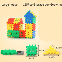 (155Pcs) House Block Building Toy Children Assembling Educational Reusable Plastic Toy