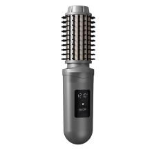 Draagbare Draadloze Krultang met Borstel, 2600mAh Oplaadbare Krultang, Krulstaaf met Negatieve Ionen voor Krullen, Styling Grijs