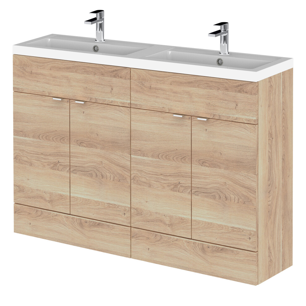 Photos - Toilet Alrewas Contemporary 4 Door Floor Standing Vanity Unit with Basin, Bleached Oak, 1200mm BFDY3034A